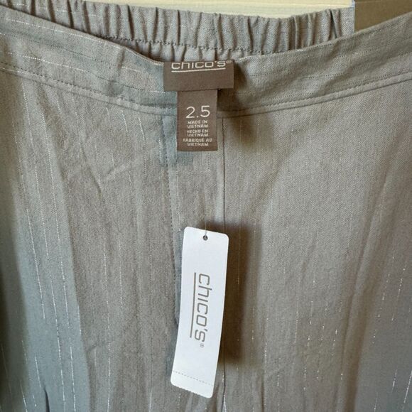Chico's NEW Pants 2.5 Elasticized Waist Silver Pinstripe (Women's 14) - Picture 2 of 10